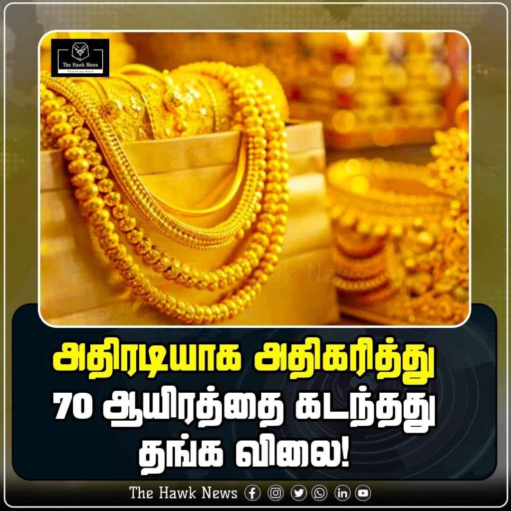 அதிரடியாக அதிகரித்து 70 ஆயிரத்தை கடந்தது தங்க விலை!