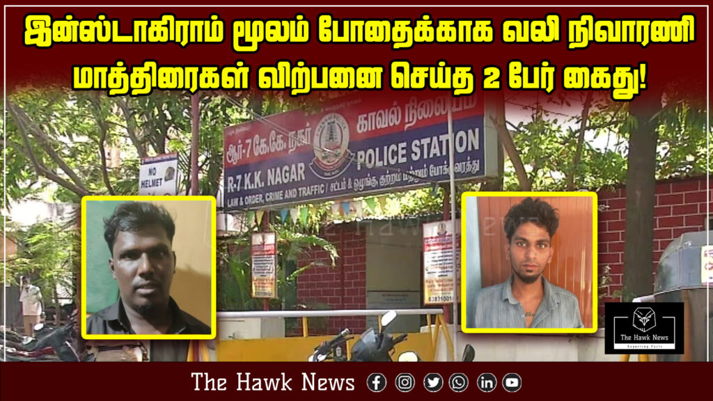 "Two individuals arrested for selling painkillers used for intoxication through Instagram."